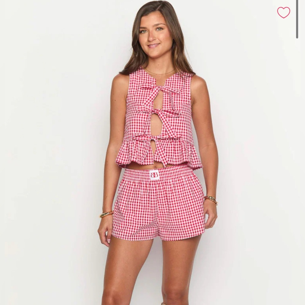 Beginning boutique red gingham set